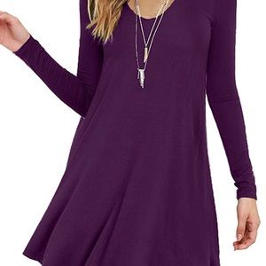 Purple Long Sleeve Casual Dress